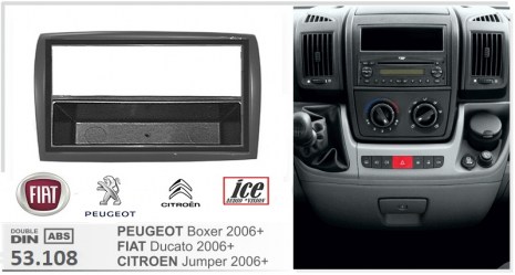 ΠΛΑΙΣΙΟ ΠΡΟΣΘΗΚΗ ΠΡΟΣΟΨΗ ice 1 & 2 DIN για οθόνη ή R/CD για Fiat Ducato-Peugeot Boxer '06_53-108---11.354